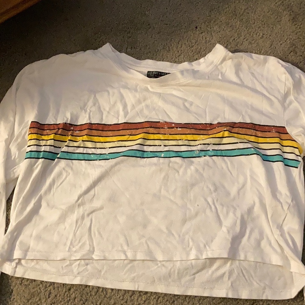 Long sleeve crop top with colorful stripes